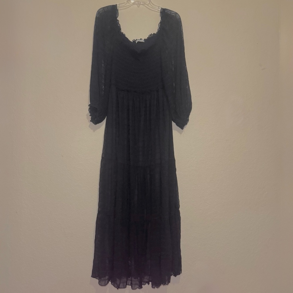 Max Studio Black Bishop Sleeve Cocktail Gown